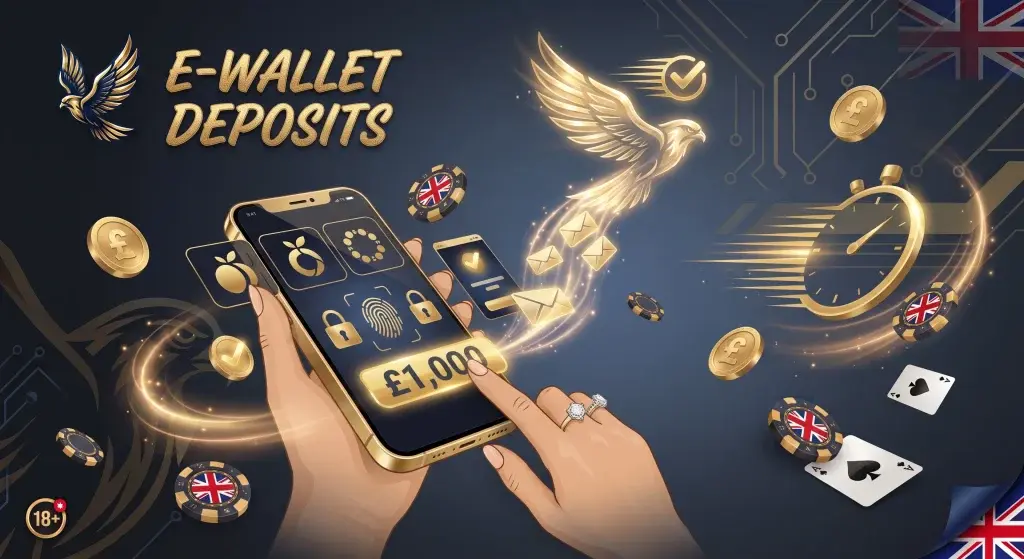 Casino Falcon Online e-wallet deposit screen with Apple Pay and Google Pay options.