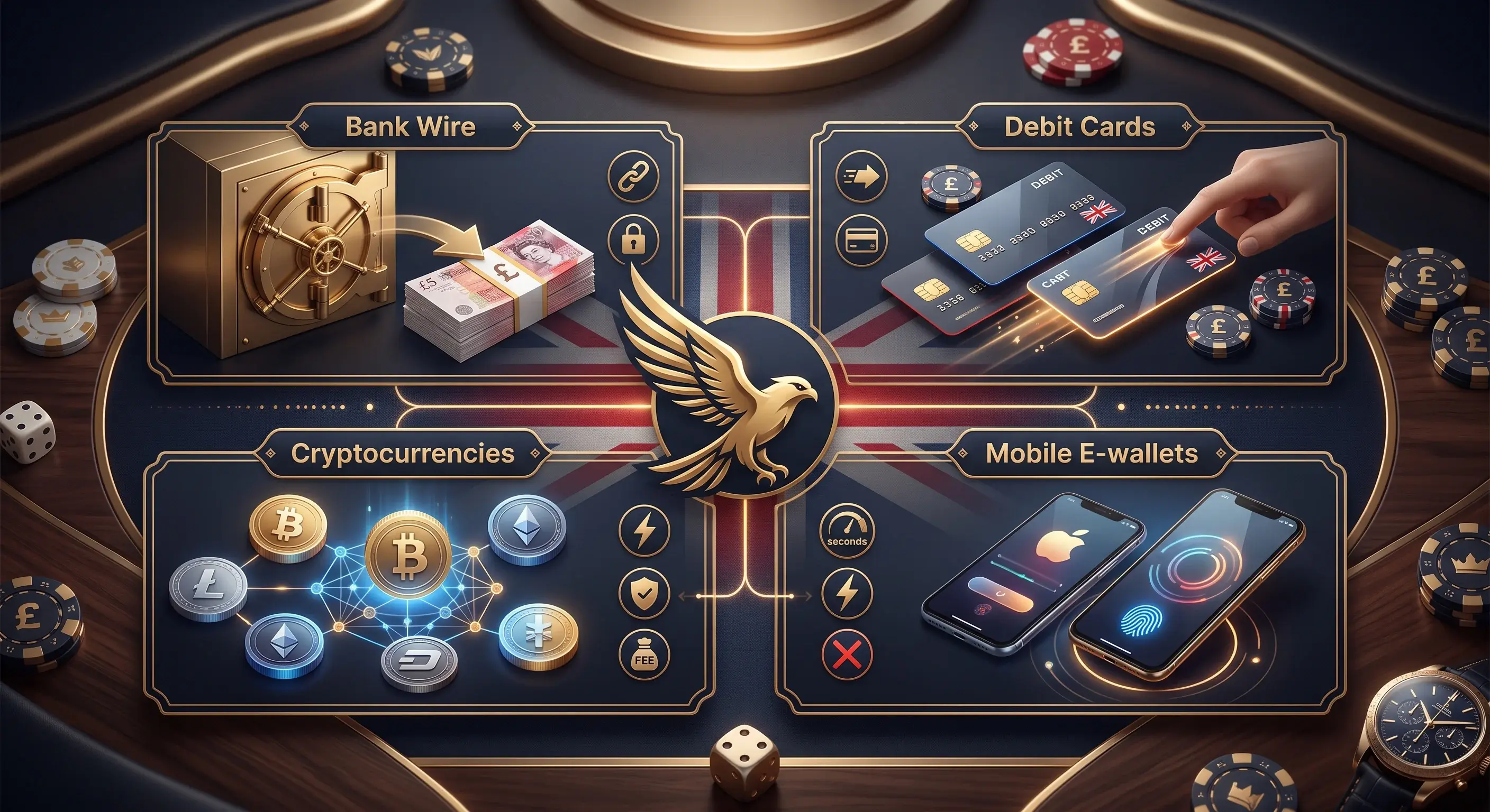 Casino Falcon UK bank transfer withdrawal option for high-value casino payouts.