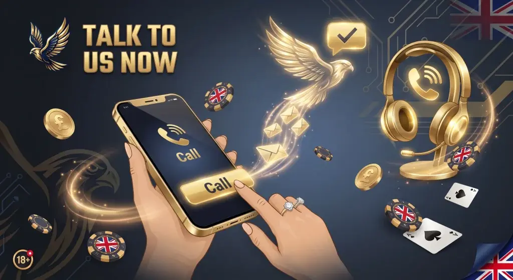 Casino Falcon Online phone support page with customer service contact details.