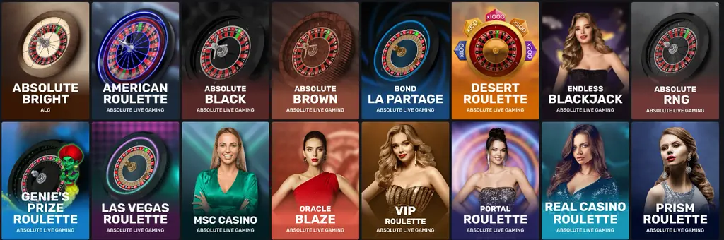 Casino Falcon UK table games section with roulette, blackjack and other casino tables.