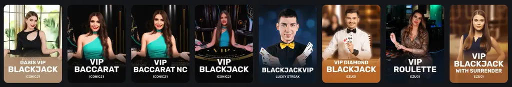 Falcon Casino UK VIP live casino section with high-limit tables and larger wagering options.